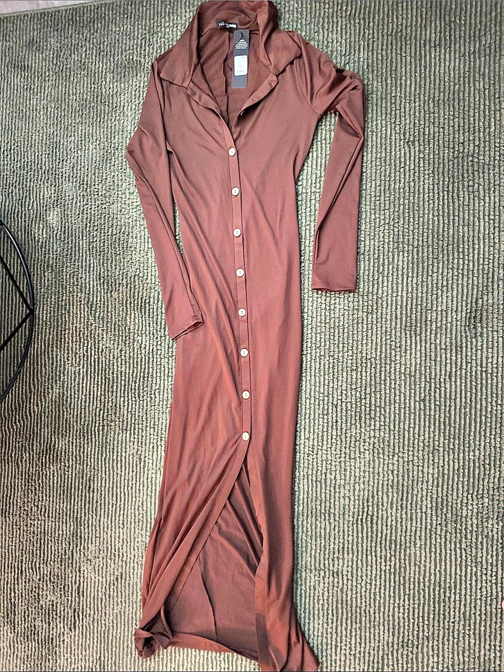 Fashion Nova Long Sleeve Maxi Dress Brown Small NWT